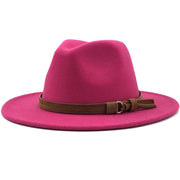 Unisex Kids & Parents Wide Brim Leather Ribbon Fedora