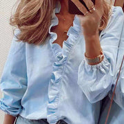 Long Ruffles Sleeve Chiffon Blouses