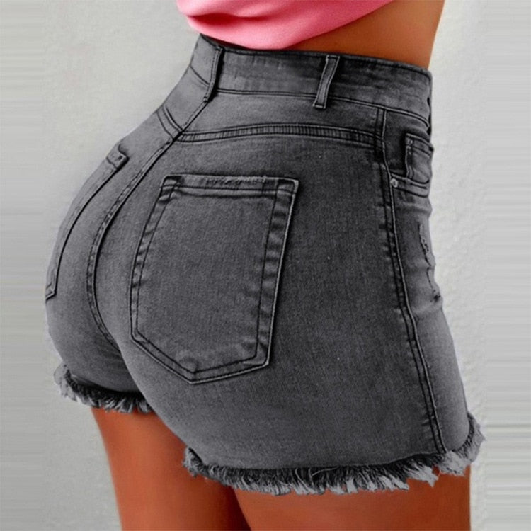 High Waist Ripped Denim Shorts