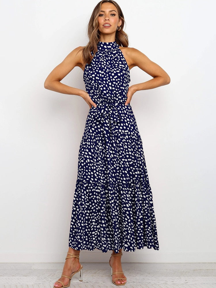 Strapless Long Polka Dot Sundress Dresses