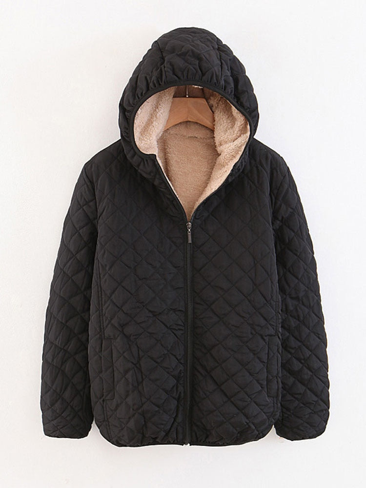 Lamb Hooded Plaid Jackets