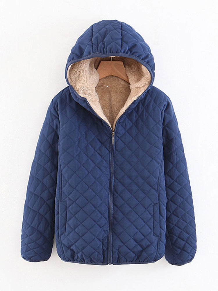 Lamb Hooded Plaid Jackets