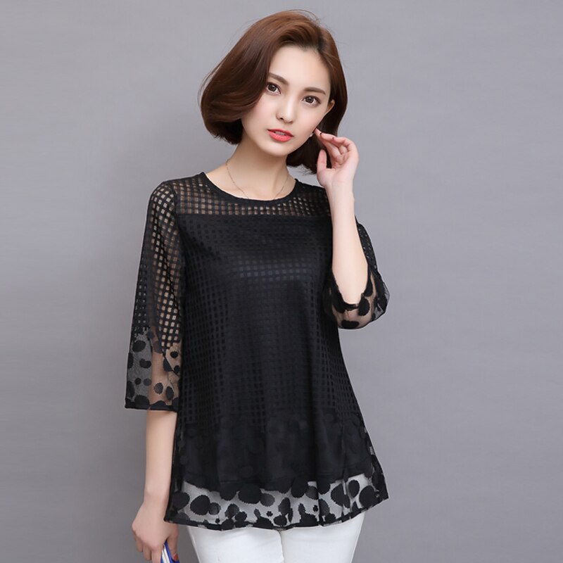 Kimono Lace Mesh Blouses