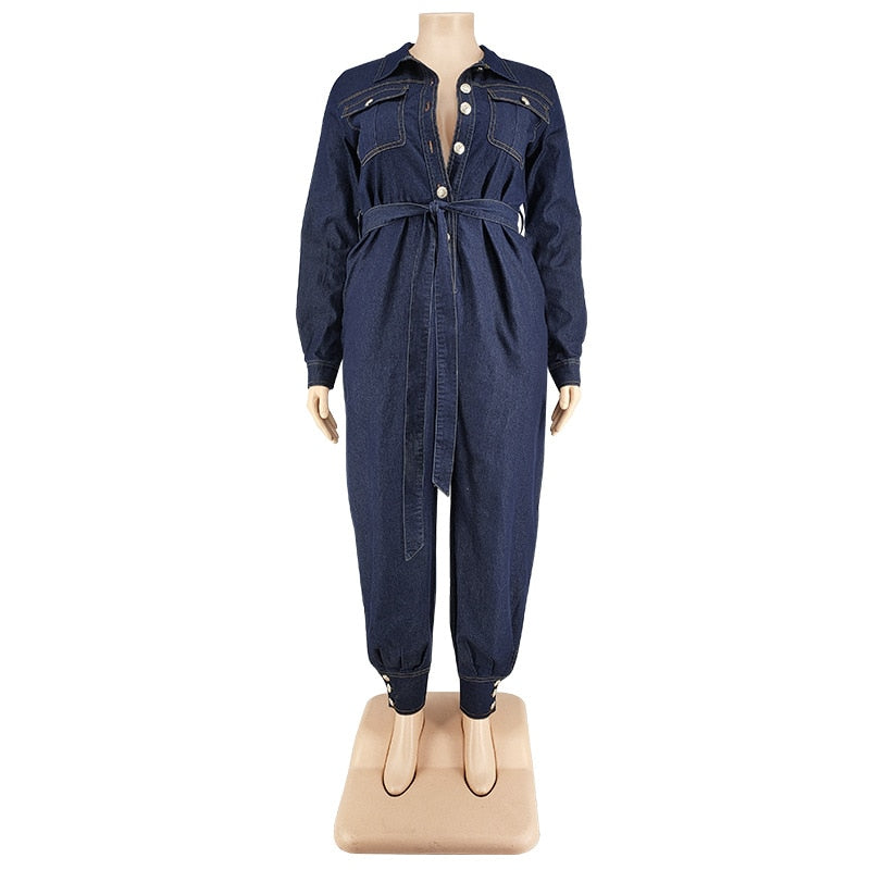 One Piece Denim Pants Suit