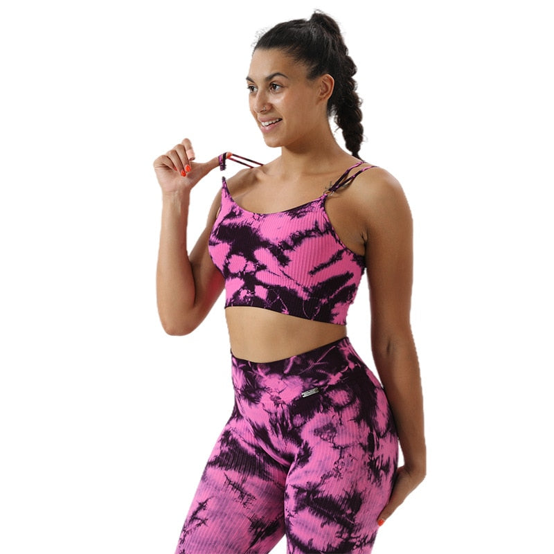 2pc Seamless Tie-dye Yoga Suit Sets