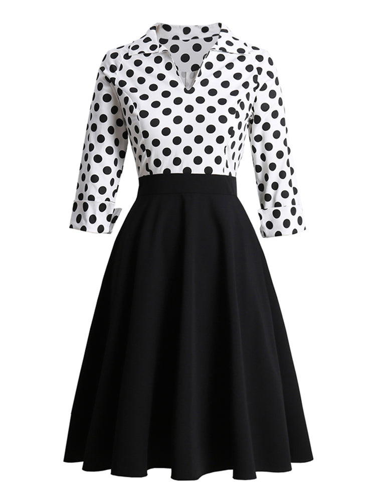 Two Tone Polka Dot Midi Dresses