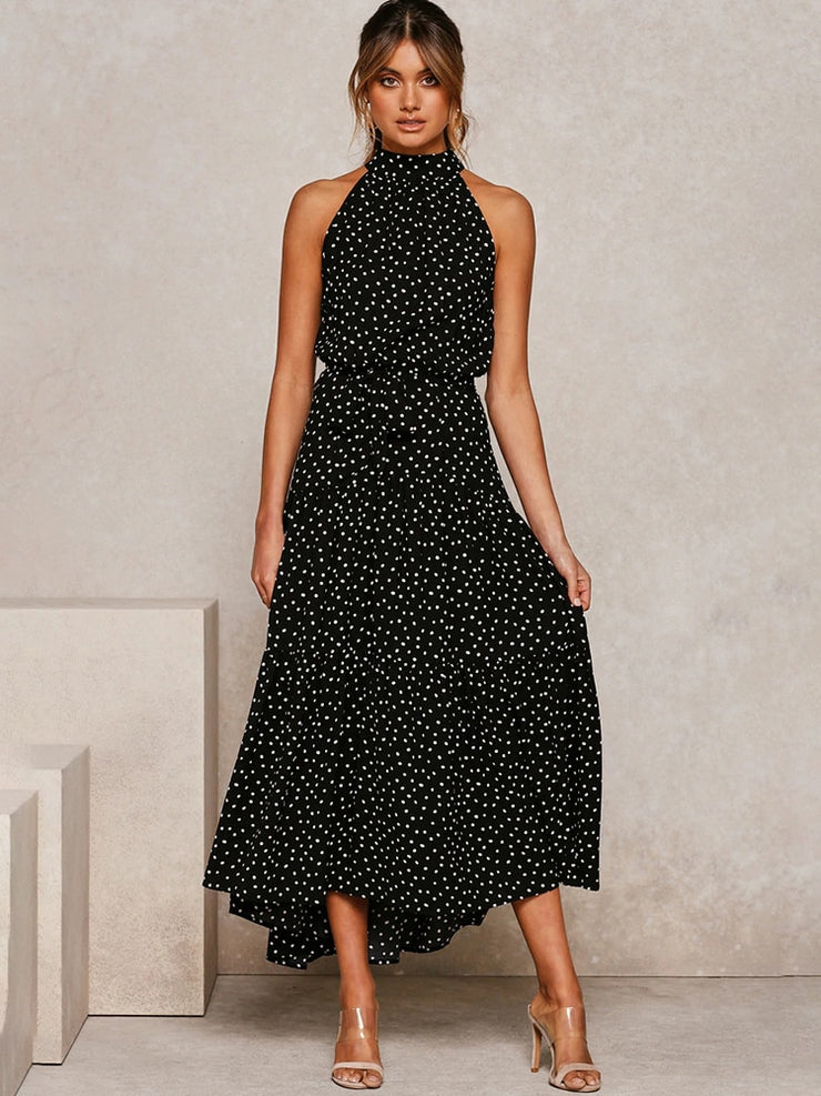 Strapless Long Polka Dot Sundress Dresses