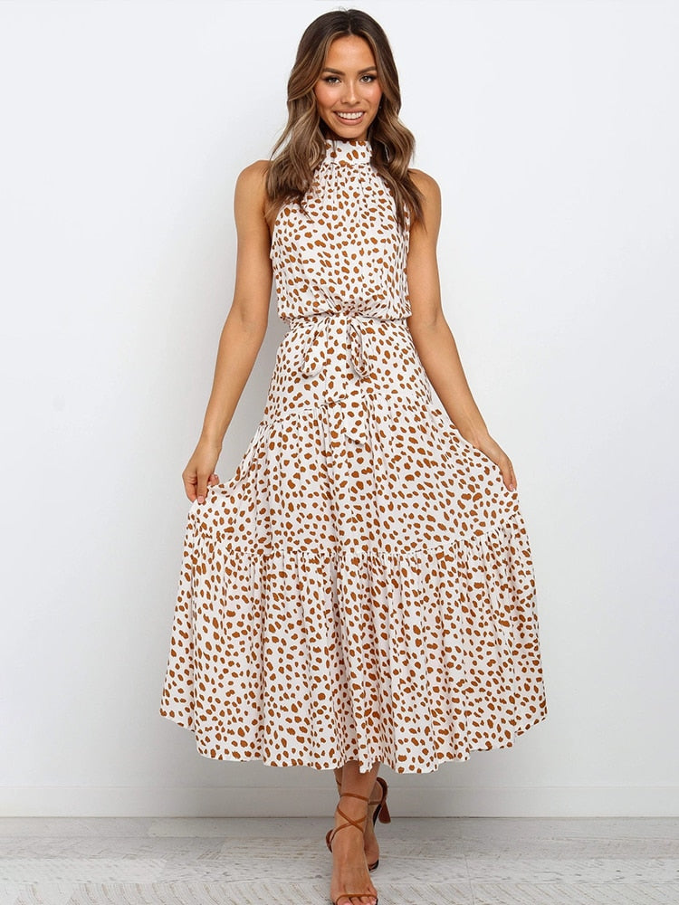 Strapless Long Polka Dot Sundress Dresses