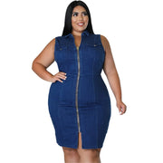 Sleeveless Denim Zipper Dress