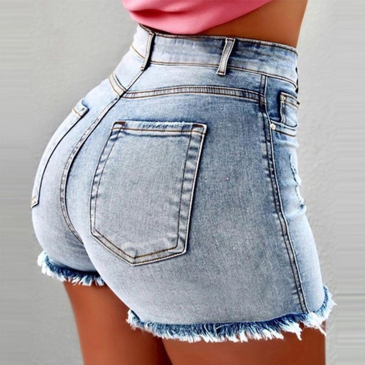 High Waist Ripped Denim Shorts