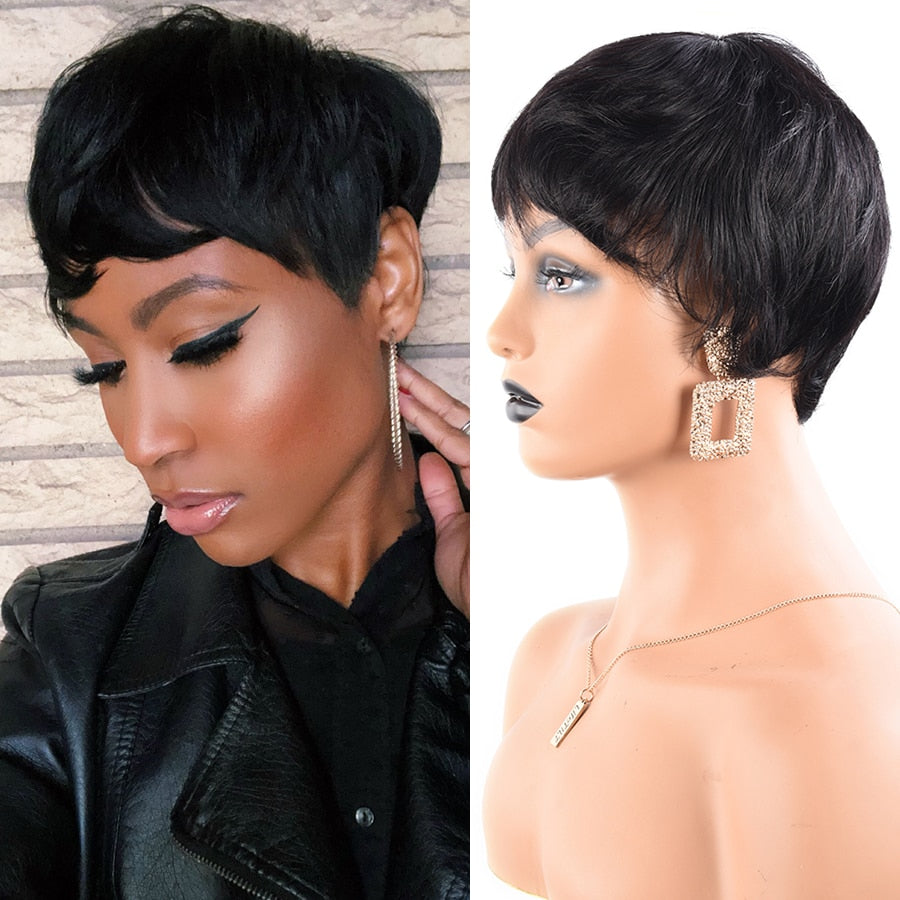 Human Hair Pixie Cut Brazilian Remy Wigs