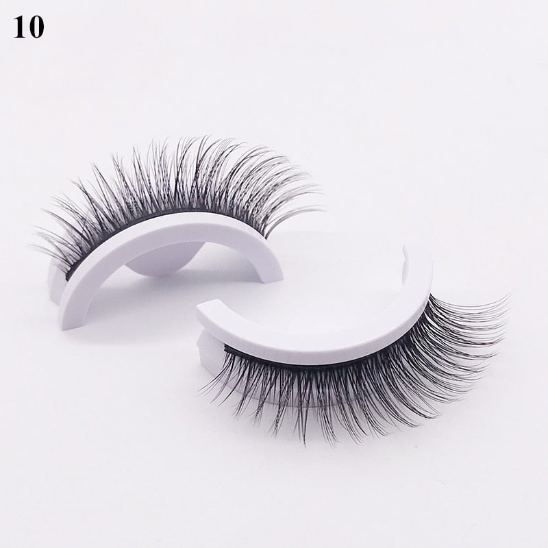 1pair Self-adhesive False Eyelashes Glue Free 3d Strip