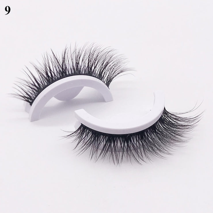 1pair Self-adhesive False Eyelashes Glue Free 3d Strip