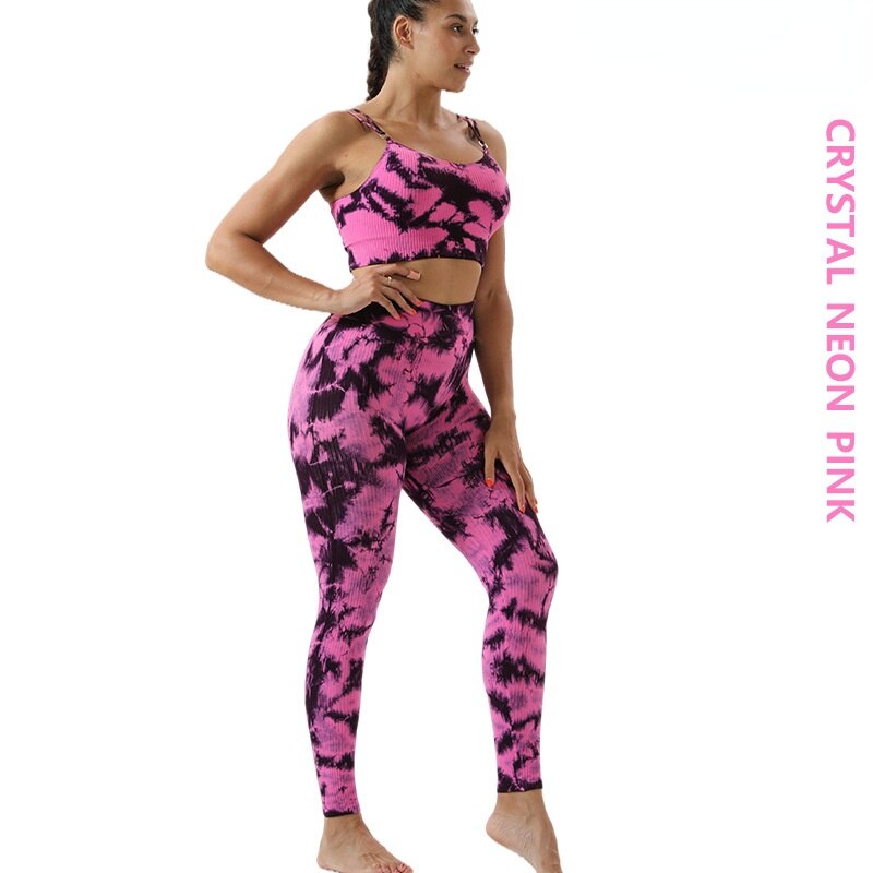 2pc Seamless Tie-dye Yoga Suit Sets