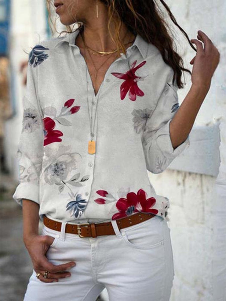 Turn-down Collar Long Sleeve Blouses