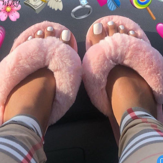 Faux Fur Flip Flops