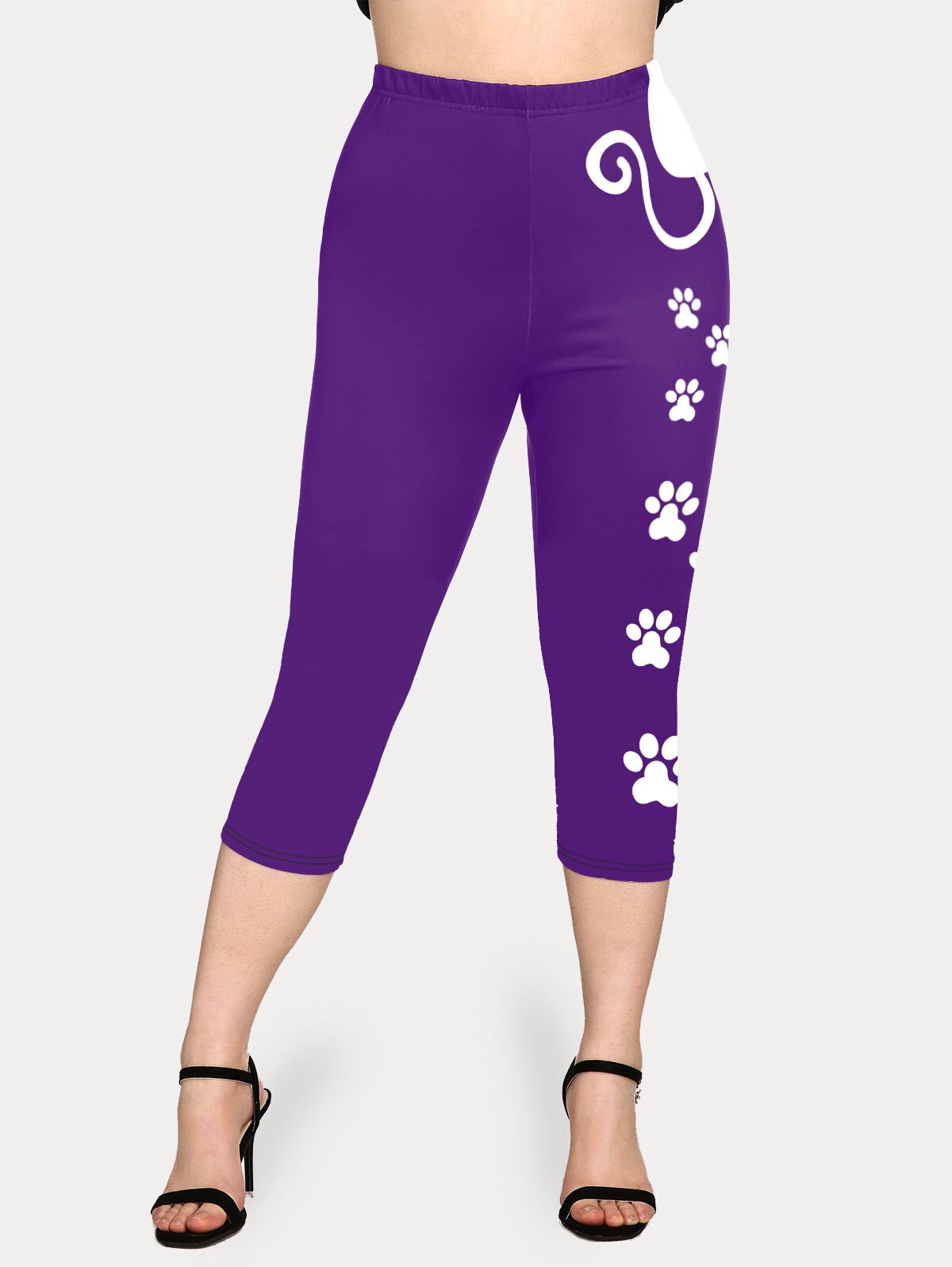 ROSEGAL Cat-Paw Printed Capri Leggings