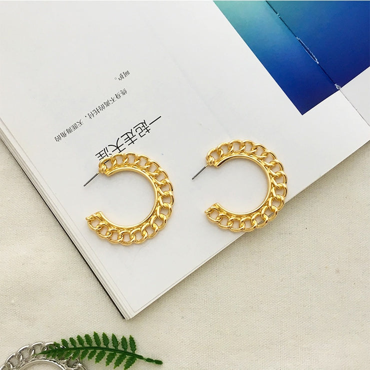 Twist Metal Circle Geometric Earrings