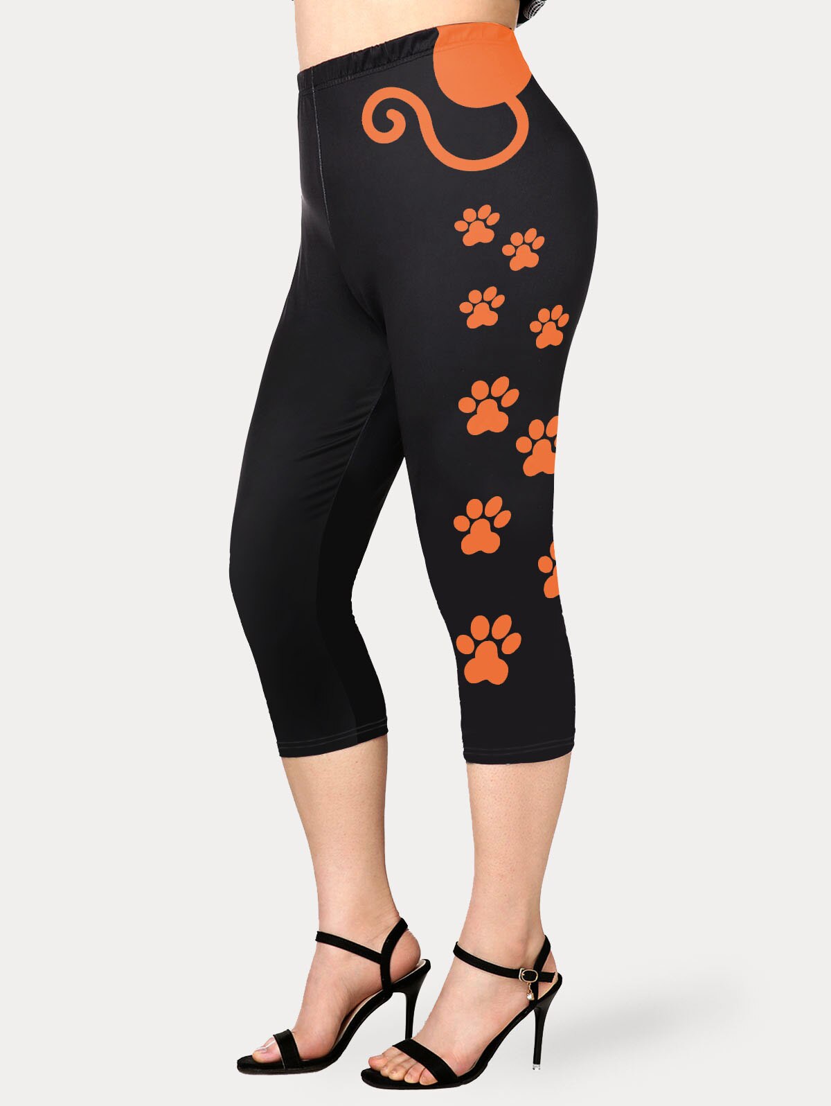 ROSEGAL Cat-Paw Printed Capri Leggings