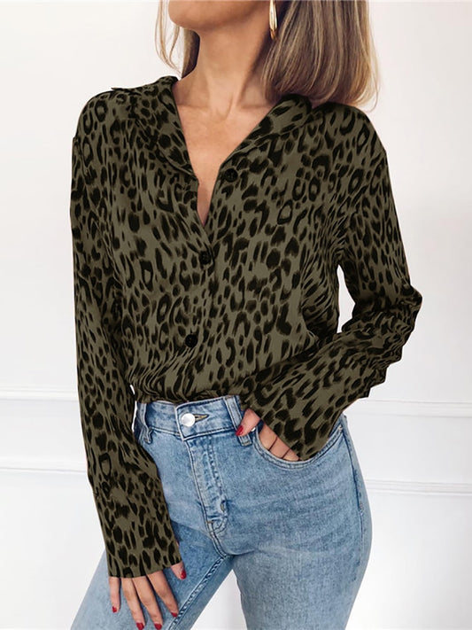 OL Flair Sleeve Leopard Blouse