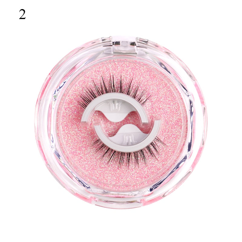 1pair Self-adhesive False Eyelashes Glue Free 3d Strip