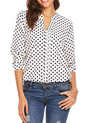 OL V-neck Polka Dot Blouses