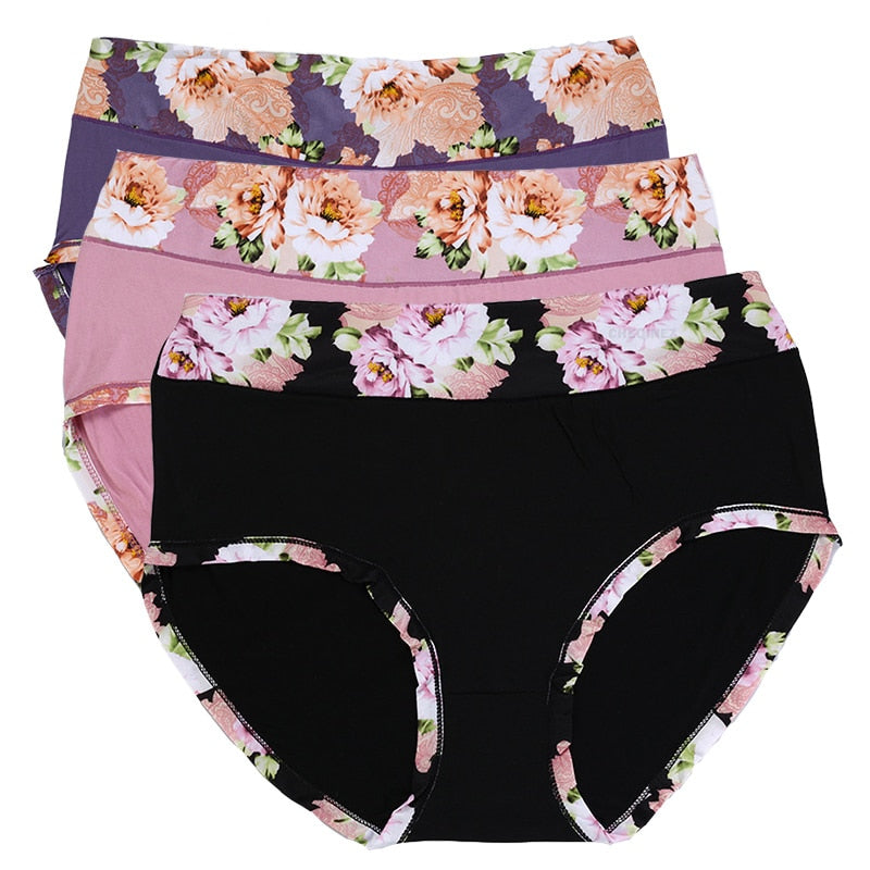 Flower Print High Waist Briefs