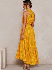 Strapless Long Polka Dot Sundress Dresses