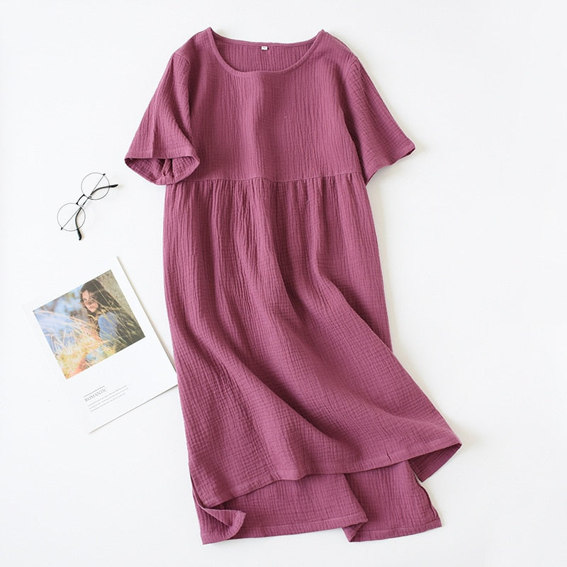 100% Cotton Crepe Sleeved Nightgowns