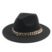 Unisex Thick Gold Chain Band Fedora Hats