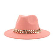 Unisex Thick Gold Chain Band Fedora Hats