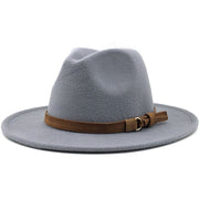 Unisex Kids & Parents Wide Brim Leather Ribbon Fedora