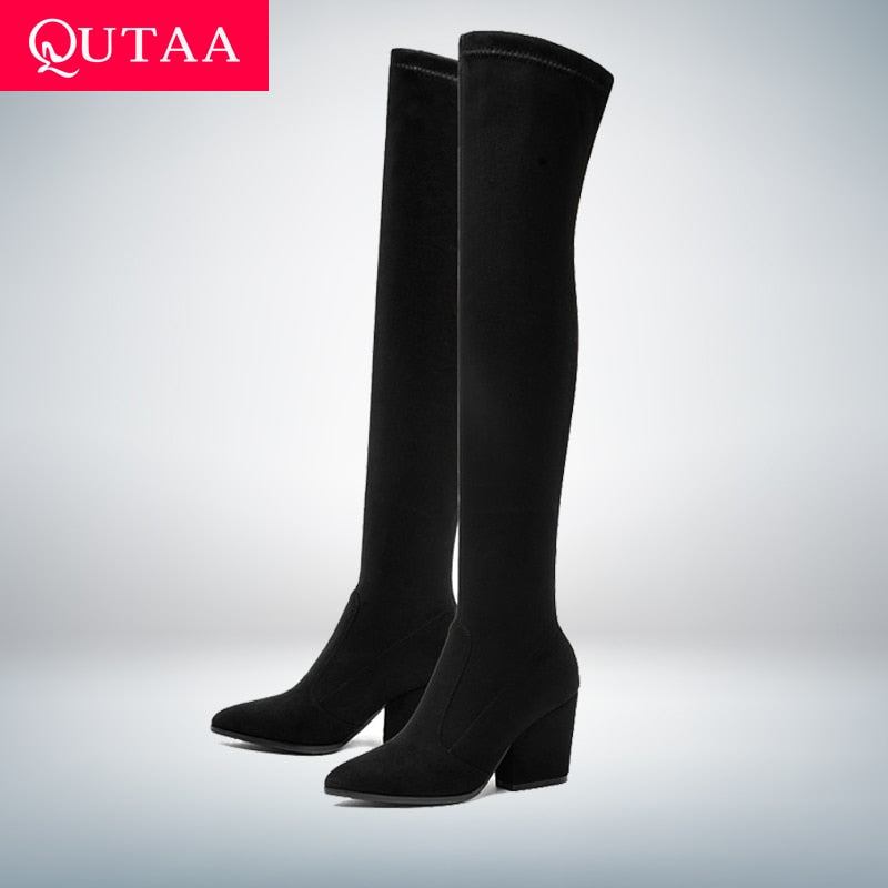 Over The Knee-High Wedged Heel Boots