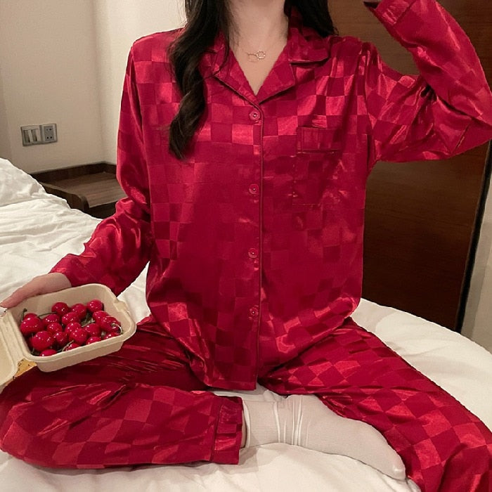 2PC Loungewear Silk Lingere Pajamas Sets