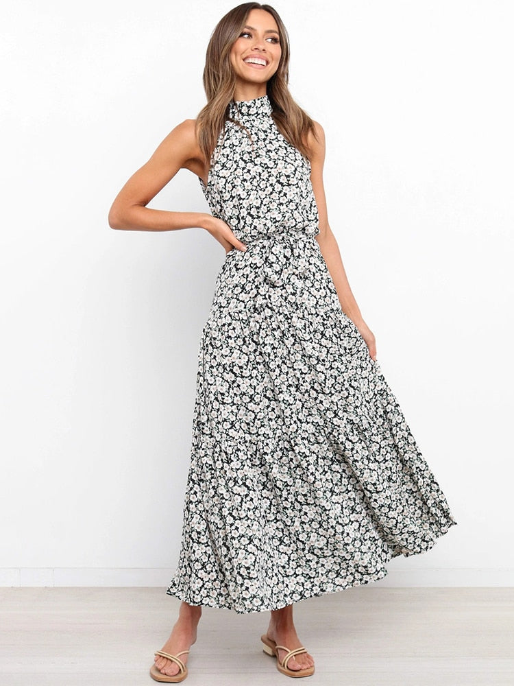 Strapless Long Polka Dot Sundress Dresses