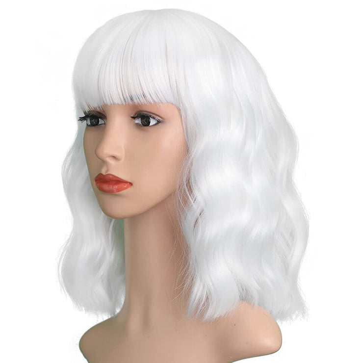 Synthetic Wavy Wig with Bangs Heat Resistant