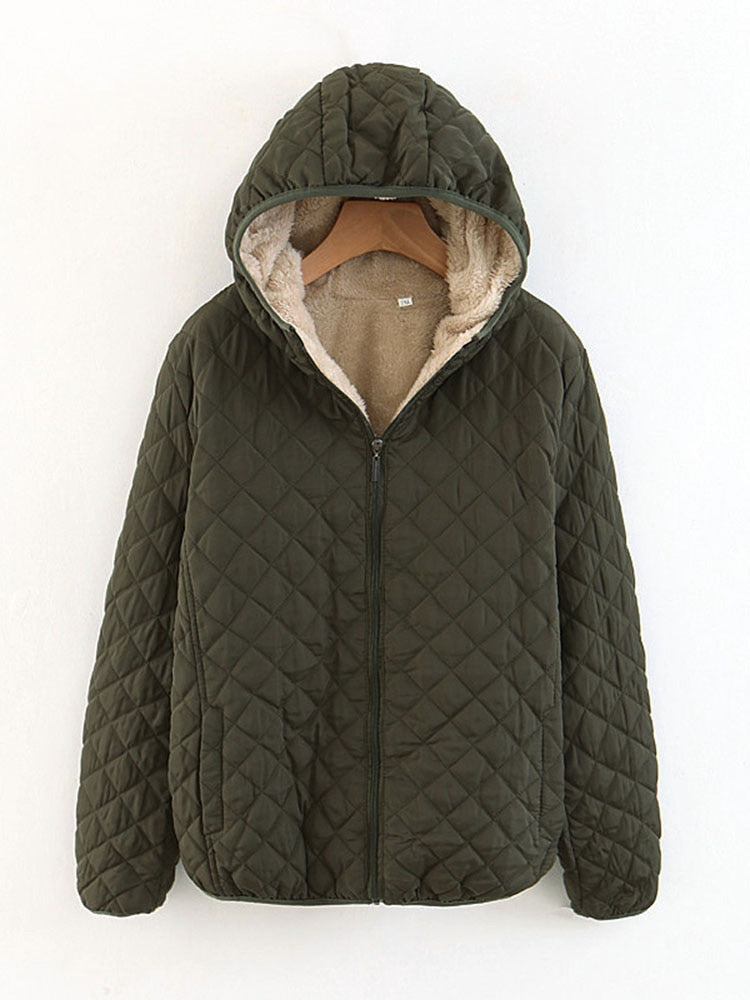 Lamb Hooded Plaid Jackets