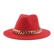 Unisex Thick Gold Chain Band Fedora Hats