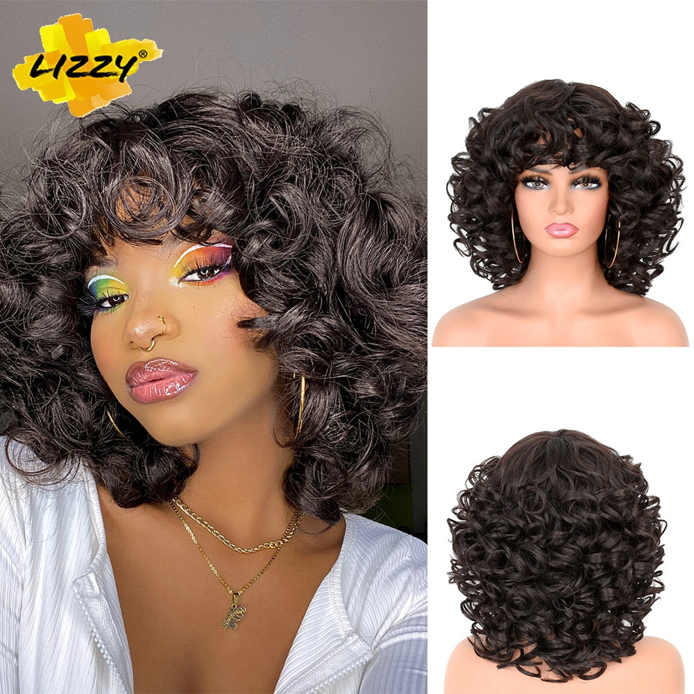 Short Synthetic Fluffy Shoulder Length Wigs