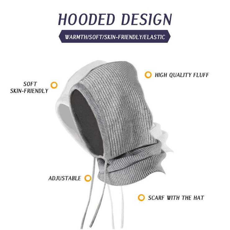 Unisex Knitted Cashmere Hooded Hat