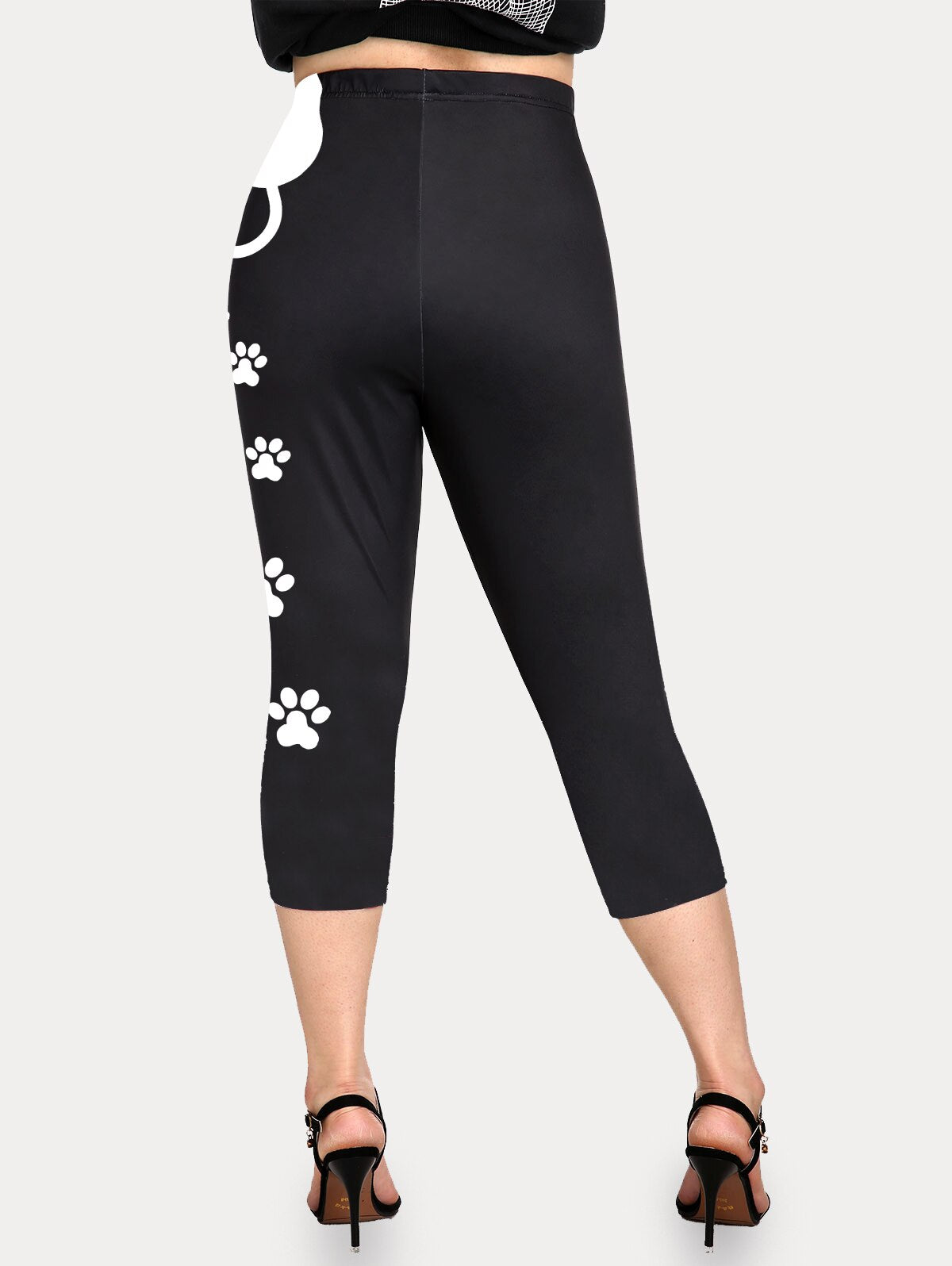 ROSEGAL Cat-Paw Printed Capri Leggings