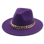 Unisex Thick Gold Chain Band Fedora Hats