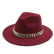 Unisex Thick Gold Chain Band Fedora Hats