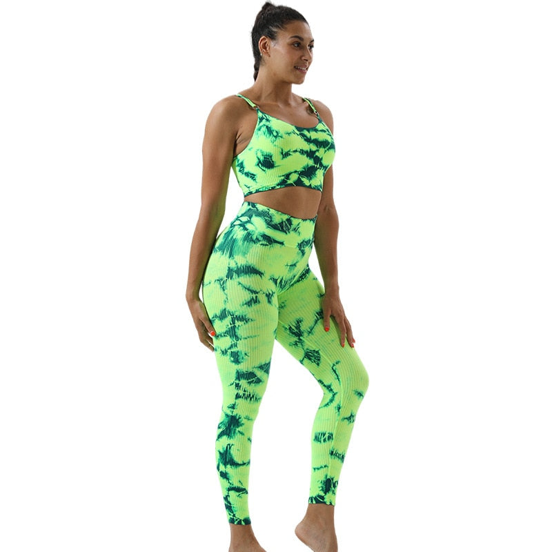 2pc Seamless Tie-dye Yoga Suit Sets