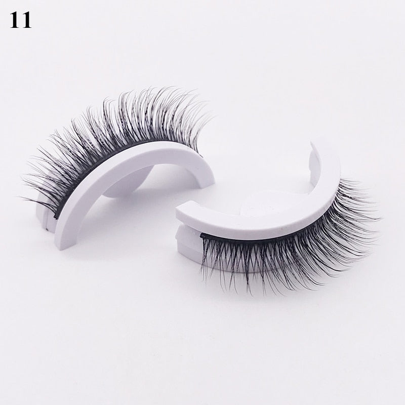 1pair Self-adhesive False Eyelashes Glue Free 3d Strip