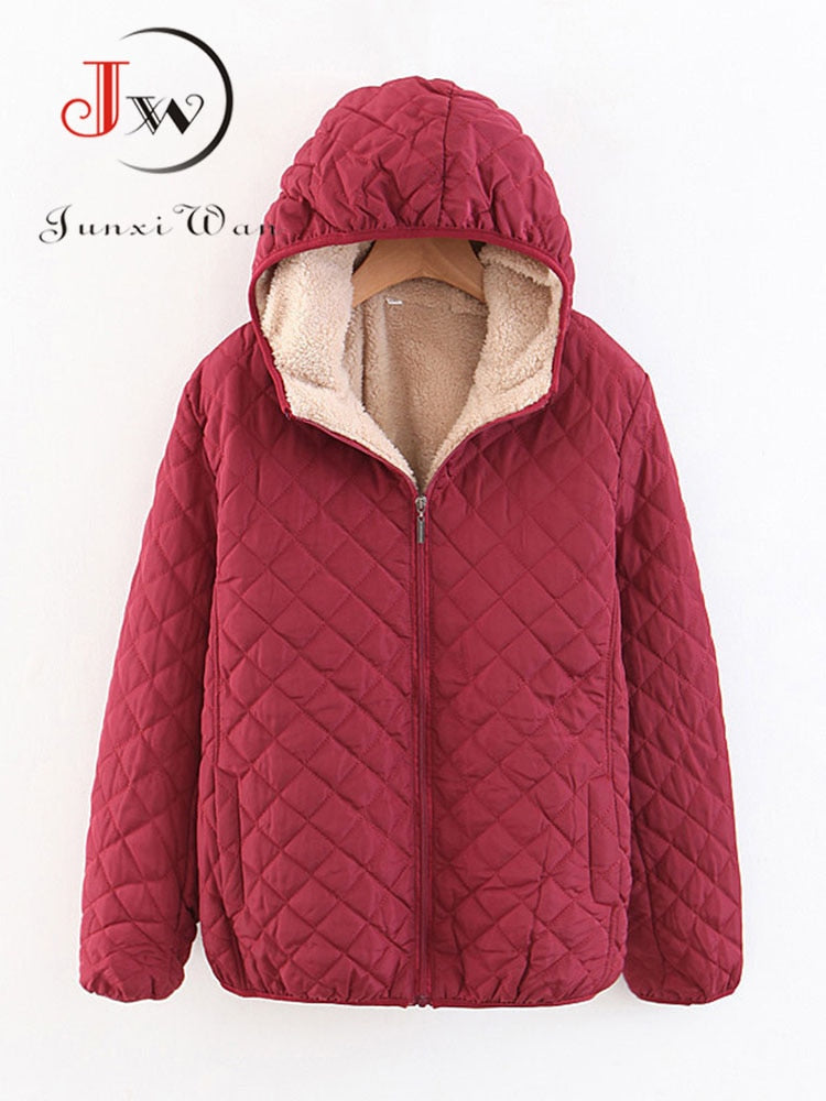 Lamb Hooded Plaid Jackets