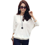 White Loose Long Sleeve Tops