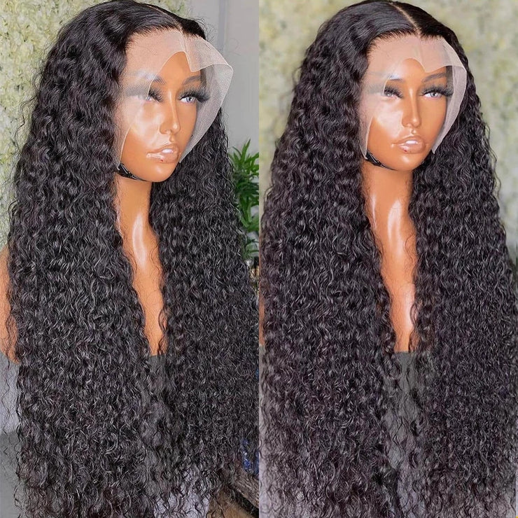 13x4 Kinky Curly Lace Front (and) Deep Wave Transparent Human Hair Wigs